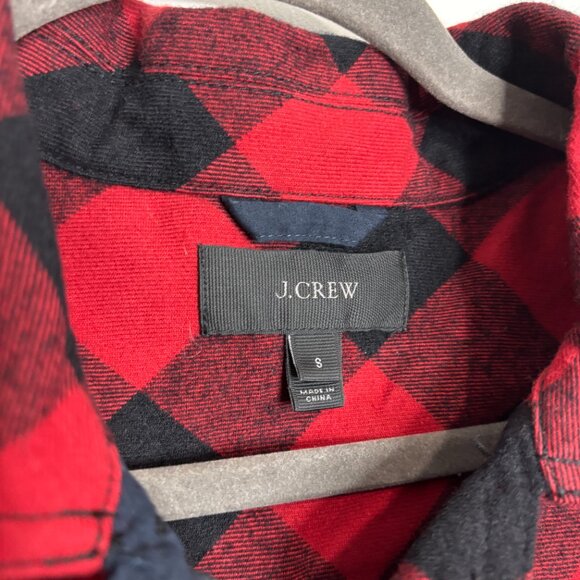J Crew Black and Red Checkered Flannel Pullover Top Size Small - Picture 2 of 5